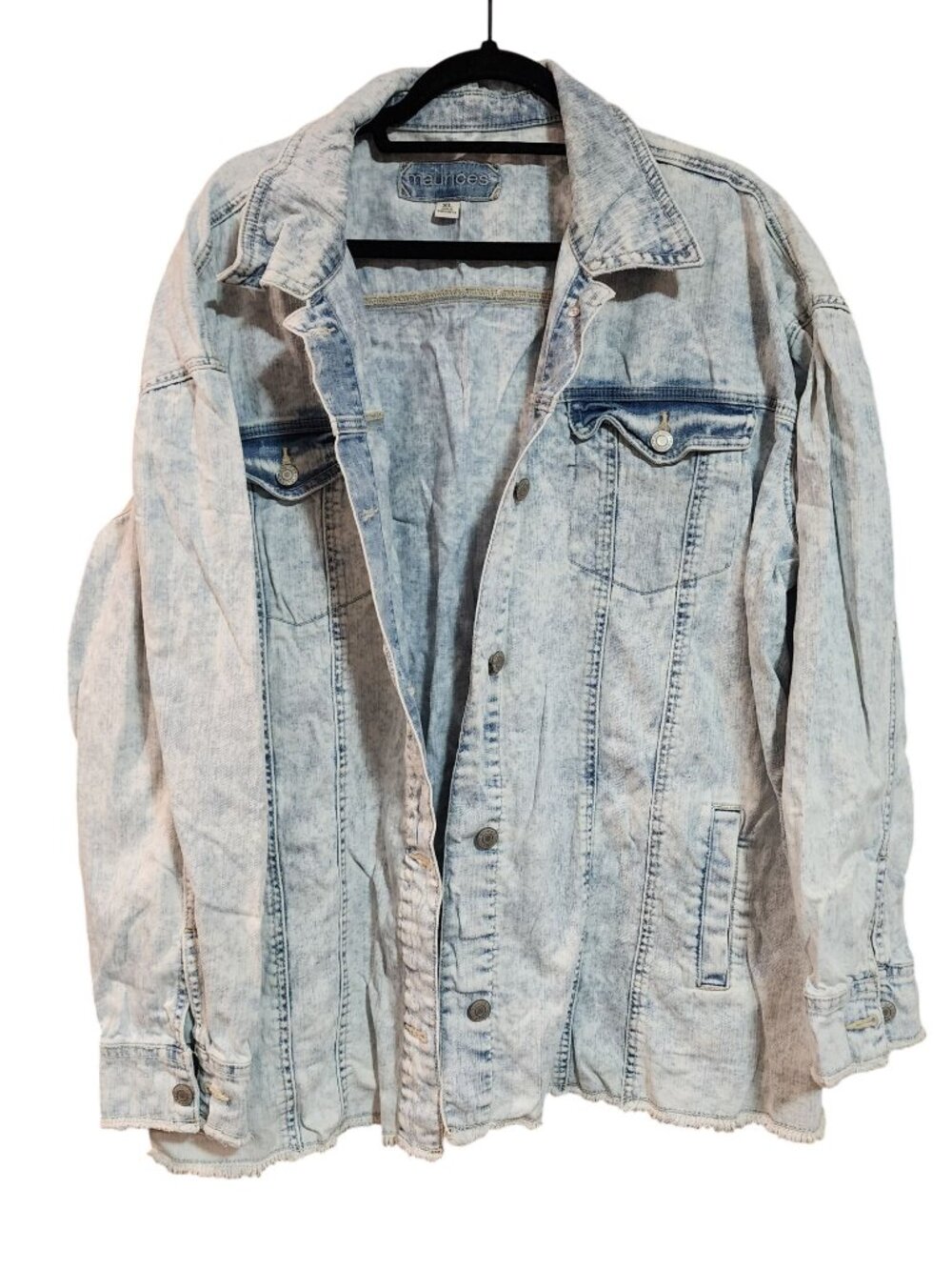 Maurices Acid Wash Denim Jean Barn Coat Womens Size XL